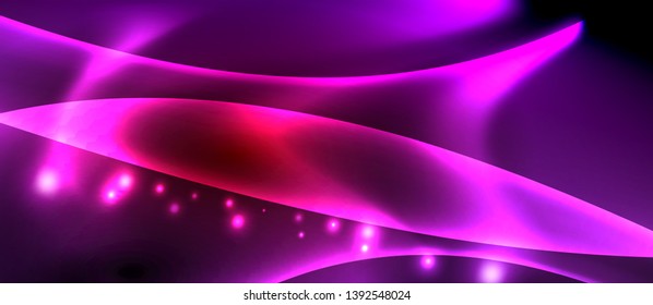 Neon color wave lines abstract background, magic techno futuristic light, vector