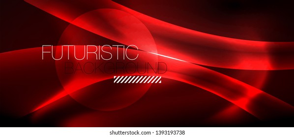 Neon color wave lines abstract background, magic techno futuristic light, vector