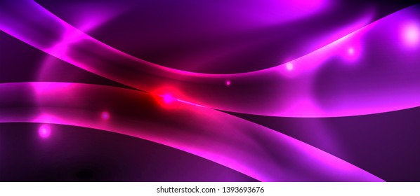Neon color wave lines abstract background, magic techno futuristic light, vector