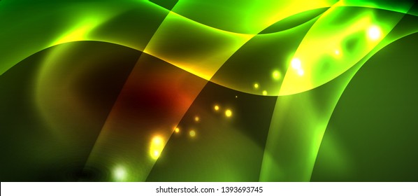 Neon color wave lines abstract background, magic techno futuristic light, vector