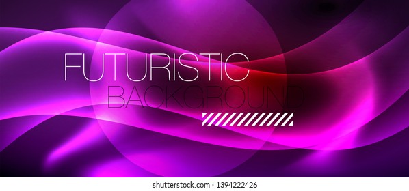 Neon color wave lines abstract background, magic techno futuristic light, vector