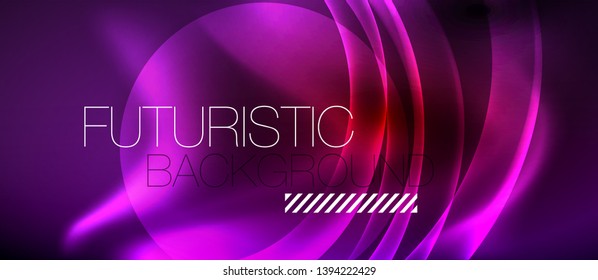 Neon color wave lines abstract background, magic techno futuristic light, vector