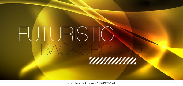 Neon color wave lines abstract background, magic techno futuristic light, vector