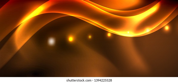 Neon color wave lines abstract background, magic techno futuristic light, vector