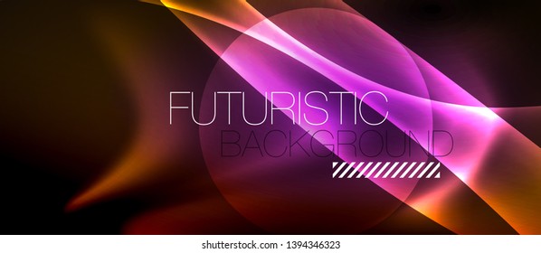 Neon color wave lines abstract background, magic techno futuristic light, vector