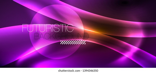 Líneas de onda de color neón fondo abstracto, luz mágica tecno futurista, vector
