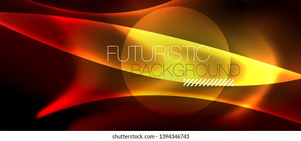 Neon color wave lines abstract background, magic techno futuristic light, vector