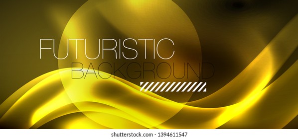 Neon color wave lines abstract background, magic techno futuristic light, vector