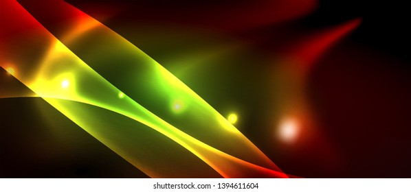 Neon color wave lines abstract background, magic techno futuristic light, vector