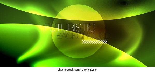 Neon color wave lines abstract background, magic techno futuristic light, vector