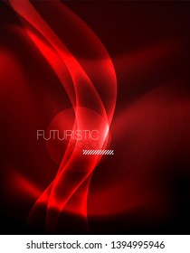 Neon color wave lines abstract background, magic techno futuristic light, vector