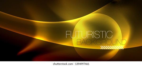 Neon color wave lines abstract background, magic techno futuristic light, vector
