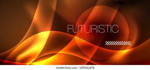 Neon color wave lines abstract background, magic techno futuristic light, vector