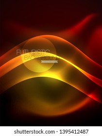 Neon color wave lines abstract background, magic techno futuristic light, vector