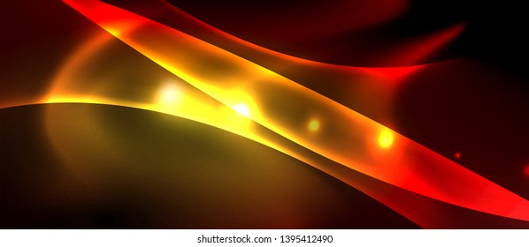 Neon color wave lines abstract background, magic techno futuristic light, vector