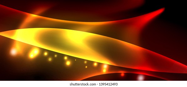 Neon color wave lines abstract background, magic techno futuristic light, vector