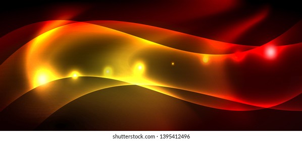 Neon color wave lines abstract background, magic techno futuristic light, vector