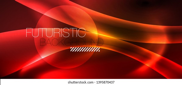 Neon color wave lines abstract background, magic techno futuristic light, vector