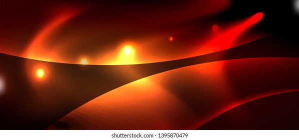 Neon color wave lines abstract background, magic techno futuristic light, vector