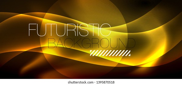 Neon color wave lines abstract background, magic techno futuristic light, vector