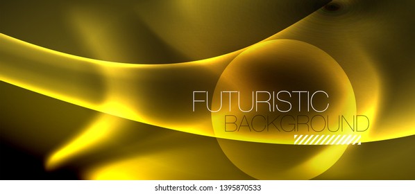 Neon color wave lines abstract background, magic techno futuristic light, vector