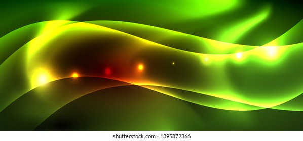 Neon color wave lines abstract background, magic techno futuristic light, vector