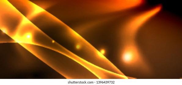 Neon color wave lines abstract background, magic techno futuristic light, vector
