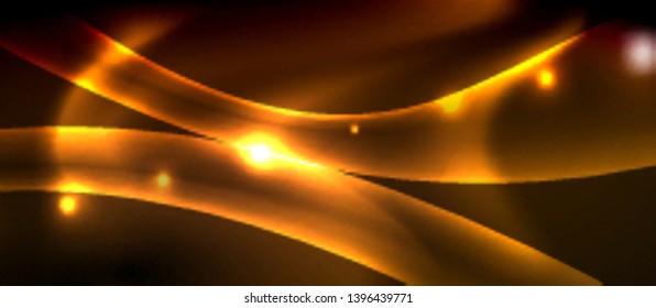 Neon color wave lines abstract background, magic techno futuristic light, vector