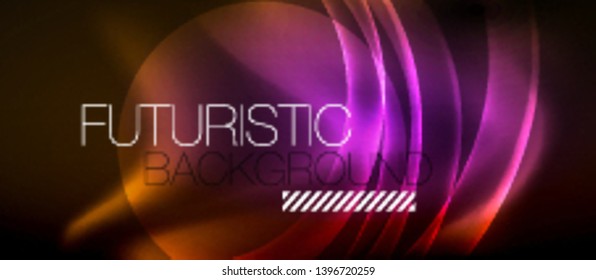 Neon color wave lines abstract background, magic techno futuristic light, vector