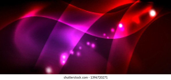 Neon color wave lines abstract background, magic techno futuristic light, vector