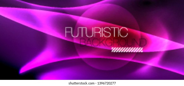 Neon color wave lines abstract background, magic techno futuristic light, vector
