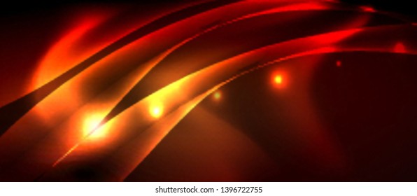 Neon color wave lines abstract background, magic techno futuristic light, vector