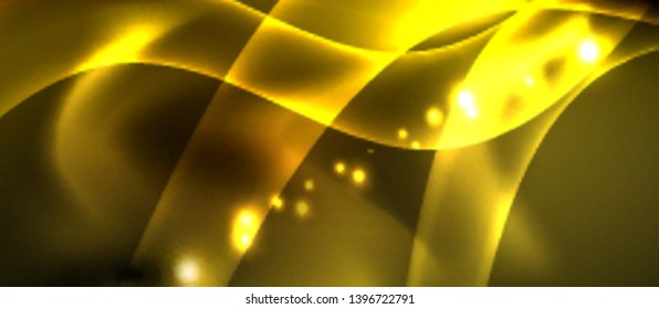 Neon color wave lines abstract background, magic techno futuristic light, vector