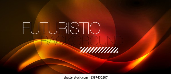 Neon color wave lines abstract background, magic techno futuristic light, vector