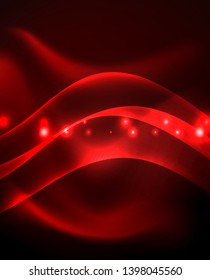 Neon color wave lines abstract background, magic techno futuristic light, vector