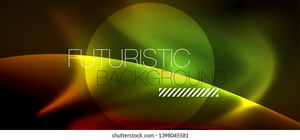 Neon color wave lines abstract background, magic techno futuristic light, vector