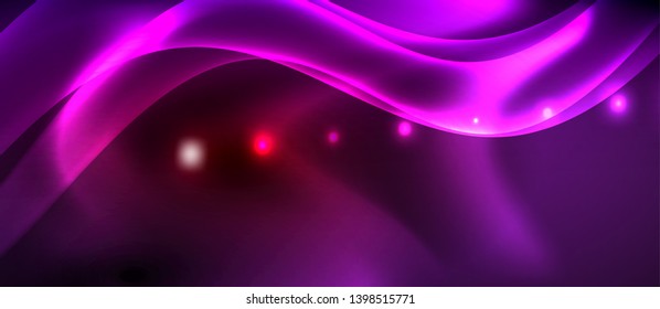 Neon color wave lines abstract background, magic techno futuristic light, vector