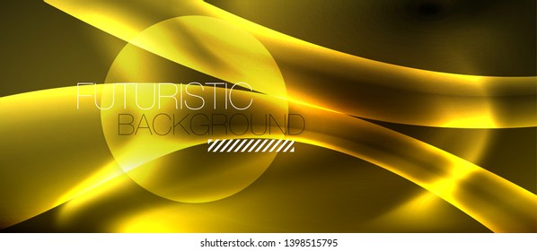 Neon color wave lines abstract background, magic techno futuristic light, vector