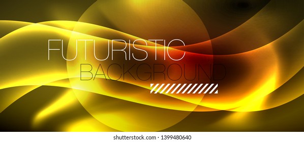 Neon color wave lines abstract background, magic techno futuristic light, vector