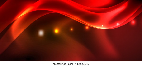 Neon color wave lines abstract background, magic techno futuristic light, vector