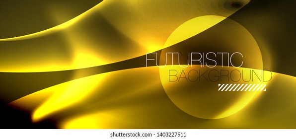 Neon color wave lines abstract background, magic techno futuristic light, vector