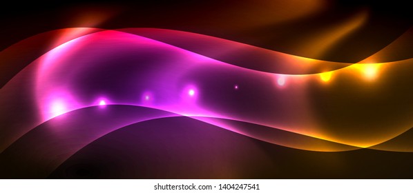 Neon color wave lines abstract background, magic techno futuristic light, vector