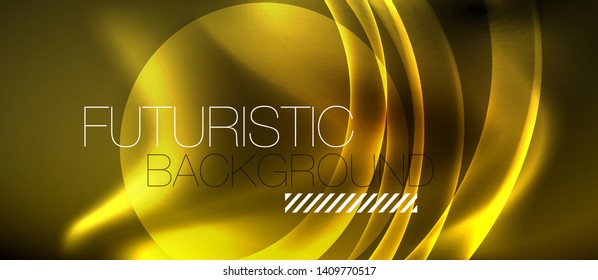 Neon color wave lines abstract background, magic techno futuristic light, vector