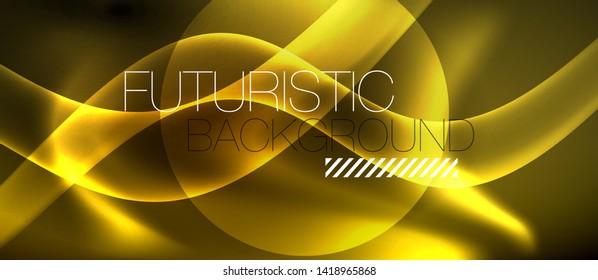 Neon color wave lines abstract background, magic techno futuristic light, vector