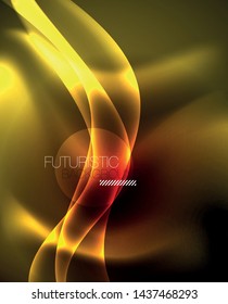 Neon color wave lines abstract background, magic techno futuristic light, vector