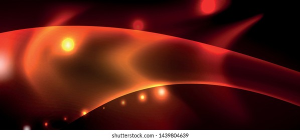 Neon color wave lines abstract background, magic techno futuristic light, vector