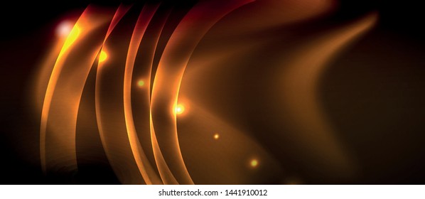 Neon color wave lines abstract background, magic techno futuristic light, vector