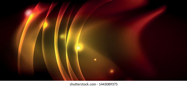 Neon color wave lines abstract background, magic techno futuristic light, vector
