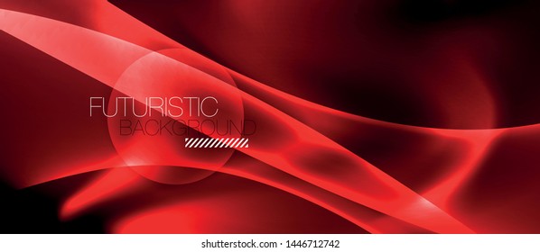 Neon color wave lines abstract background, magic techno futuristic light, vector