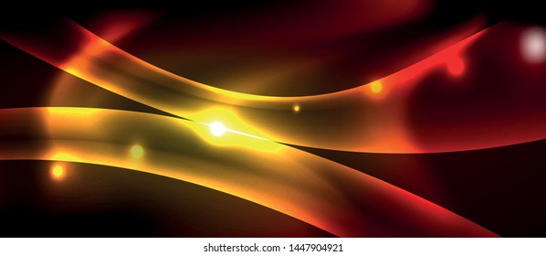 Neon color wave lines abstract background, magic techno futuristic light, vector